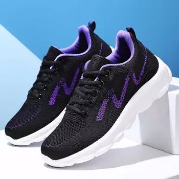 Spring women s shoes versatile and lightweight running shoes fly-woven breathable casual travel shoes soft sole wear-resistant work shoes sports shoes 35