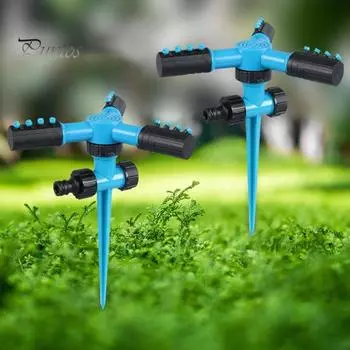 Спринклер для газона с колышком, конструкция с 3 рычагами, большая площадь покрытия, регулируемый на 360 градусов, вращающийся на 360 градусов спринклер для воды в саду и дворе жёлтый