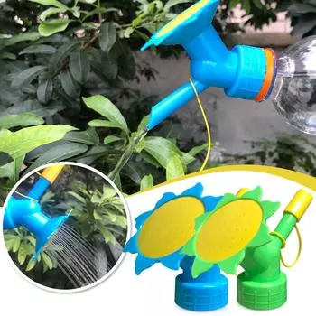 Спринклер с крышкой для бутылки, носик для полива бутылки с двойной головкой, спринклерная головка для лейки для комнатных рассады, садовый инструмент One Size синий