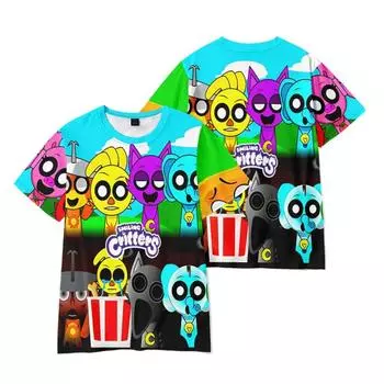 Sprunki футболка для мужчин и женщин летняя одежда фитнес O-образный вырез аниме мужская футболка для мужчин большие размеры новые мужские футболки топы XS чёрный