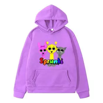 Sprunki Осенние принты толстовки Флисовая толстовка мальчик Пуловер y2k sudadera Sprunki аниме толстовка Kawaii куртка детская одежда девочки 130 розовый