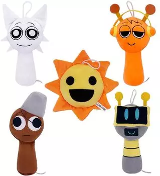 Плюшевая игрушка Sprunki, Плюшевая игрушка из хоррор-игры, Мягкая набивная подушка-игрушка, Рождественский подарок на день рождения для взрослых и детей, Игрушка, Фигурка, Кукла, 25 см, (5 штук, Б)