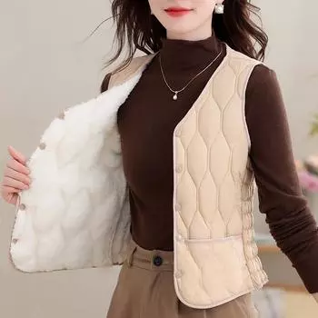 Спущенный хлопковый жилет для женщин на осень и зиму, новый утолщенный теплый облегающий жилет Horse Clip для ношения легкого и удобного жилета M белый