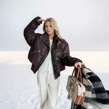 Спускающаяся хлопковая одежда зимняя несмываемая мягкая кожа утолщенный воротник-стойка одежда для хлеба куртка S темно-коричневого