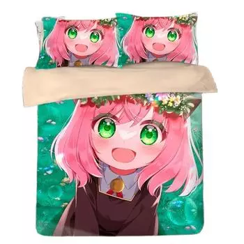 Spy Family Bedding Set Anime Anya Duvet Cover,Spy X Family Bedding Twin Queen Size Kids Bedroom Decor 135x200cm-2pcs