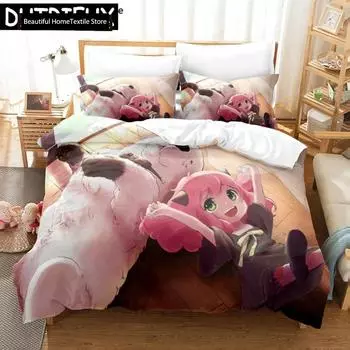 Spy X Family 3D Anime Duvet Cover Sets Pillowcases For Boys Gift Polyester Single Twin Queen King Anya Forger Bedding Set 70x133cm 2pcs