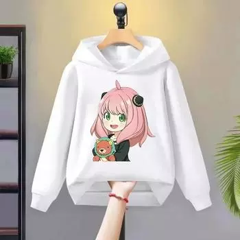 Spy X Family Аня создает симпатичную толстовку с капюшоном для девочек с принтом в виде мультфильма, детскую одежду, пальто для девочек на весну-осень 100cm