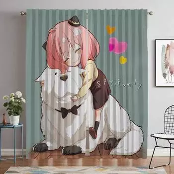 Spy X Family Blackout Curtains 2 Pieces Halloween Decoration Home Interior Curtains for Camera Living Room Curtain Partition W50xH70cmx2pcs-CL