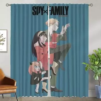 Spy X Family Home Interior Curtains 2 Pieces Halloween Decoration Blackout Curtain for Room 2 Panel Partition Tulle for Bedroom W50xH70cmx2pcs-CL