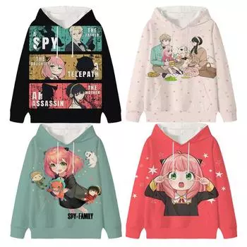 Spy X Family Hoodie Cartoon Anya Forger Pullover Loyor Yor Forger Boys Girls Personality Outfits Tops Children Gift Clothes 100 белый