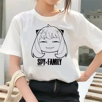 Spy X Family Periphery мультяшный забавный принт унисекс хлопковая футболка Lovers свободная кавайная футболка Y2K с круглым вырезом модная футболка L