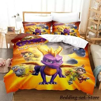 Spyro reignited trilogy Bedding Set Single Twin Full Queen King Size Bed Set Adult Kid Bedroom Duvetcover Sets Anime Gme 70x133cm 2pcs