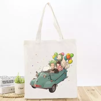 SPYxFAMILY женская сумка через плечо с принтом, модная, симпатичная, холщовая сумка, водонепроницаемая, простая, элегантная, для отдыха, большая вместительная сумка для покупок 24*26 cm