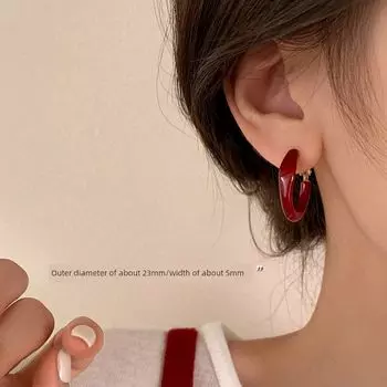 [Сяннань] 999 Иньань Кела Серьги-кольца с красным ушком Специальный дизайн Простой браслет Серьги для женщин 2025 Новые серьги-гвоздики 999 silver needle Ankola red ear ring (two price)