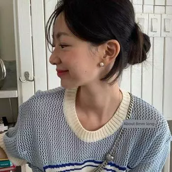 [Сяннань] Жемчужная клипса для уха женская стильная непирсинговая серьга особый интерес легкая роскошь клипса для уха серьги модные серьги 8mm pearl ear clip (two price)