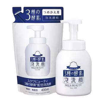 Squa Beauty Пенящееся средство для умывания, содержащее 3 типа ферментов TA Сужает поры Насыщает влагой Без отдушек Без красителей Без парабенов Без спирта Дозатор