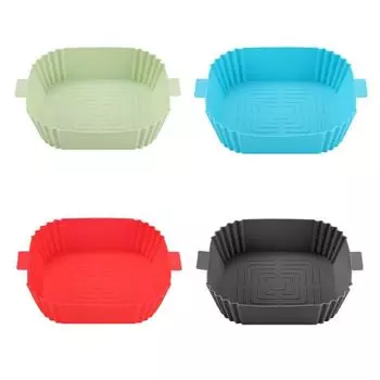 Square Air Fryer Liner Non-Stick Silicone Basket Reusable Air Fryer Accessories Silicone Material 4 Colors for Air Fryer зелёный