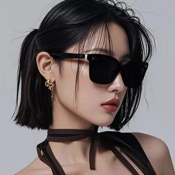 Square Black Sunshade Sunglasses Women S Trendy Versatile Concave Sunglasses Men S Advanced Sense