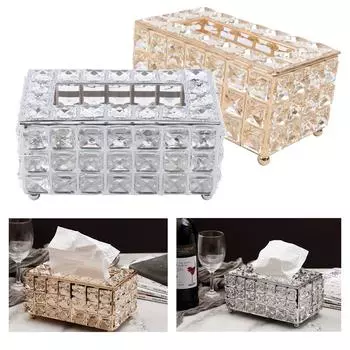Square Crystal Cube Tissue Box Bedroom Office Hotel Cafe Coffee Napkin Dispenser European-style Bar Napkin Box золотой