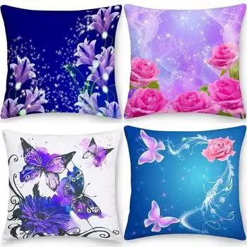 Square Cushion Cover Pillow Butterfly Sofa Home Decor Double Sided Flower 40x40cm