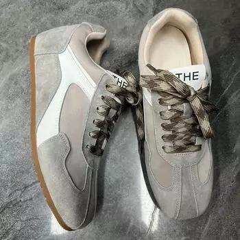 Square head Angola red board shoes women s contrasting colors casual platform German training shoes genuine leather autumn and winter new color matchi 35