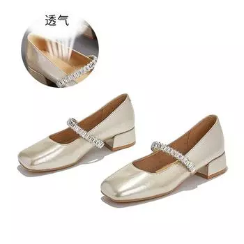 Square head Mary Jane shoes women s 2025 summer new casual versatile one-pedal women s shoes French stunning fashion shoes 35