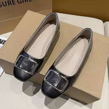 Квадратная голова Мэри Джейн женские осенне-зимние новые на низком каблуке ленивые неглубокие горлышки маленькие ароматные стильные зрелые темпераментные женские одинарные туфли 35