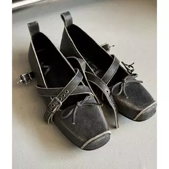 Square Head Mary Jane Women s Shoes Light Bow Cross Buckle Thick Heel Shoes 35