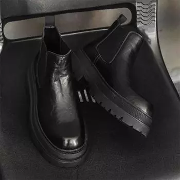 Квадратная головка толстая подошва универсальные молодежные низкие туфли на среднем каблуке высокие ботинки Martin 1683-J 38 чёрный