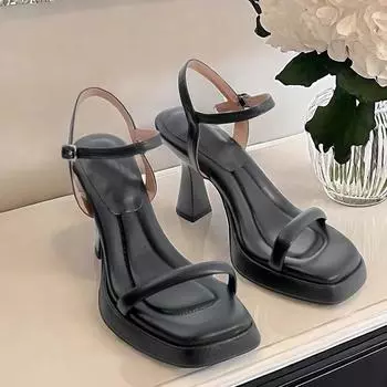Square head white sandals women s 2025 new soft sole summer high heels simple stiletto fashion sandals 34 белый
