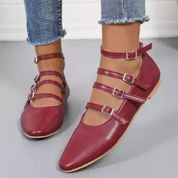 Square Heels Mary Janes Square Toe Med Heels Flats Spring Autumn Solid Color Women s Shoes Buckle Strap Fashion Ladies Shoes New 36 вино красного