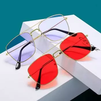 Square Sunglasses Men Vintage Metal Sunglasses for Women Luxury Brand Goggle Sun Glasses Ladies Sun Glasses for Female Male MULTI синий