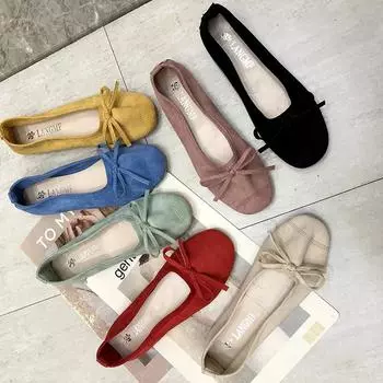Square Toe Solid Women Shoes Flat Heel Candy Color Casual Soft Ballet Flats Female Spring Summer Loaferisd34 35 жёлтый