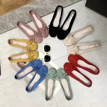 Square Toe Solid Women Shoes Flat Heel Candy Color Casual Soft Ballet Flats Female Spring Summer Loaferisd34 35 жёлтый