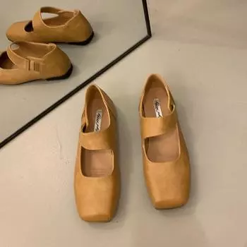 Балетки с квадратным носком весна/осень, однотонная эластичная женская обувь на распродаже 2024 года, высококачественные неглубокие лаконичные балетки 35 чёрный