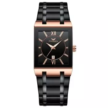 Square Watch Men s Roman Alphabet Analog: Luminous Calendar 3ATM Waterproof Stainless Steel Strap Quartz Simple Stylish Black Men s Fashion