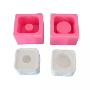 Square with Heart Holder Castings Molds DIY Candlesticks Silicone Molds