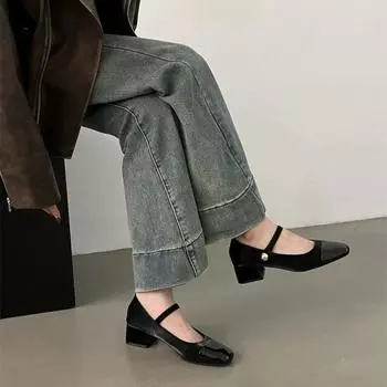 Squares High Heels Shoes Fashion Women Shallow Shoes New Designer Dress Shoes Elegant PumpsSquare Head Shallow Mouth Femme 35 чёрный