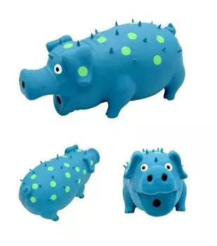Squeaky Pig Dog Toys Dots Latex Dog Chew Toys with a Oinks Sound Durable Squeaker Grunting Pig Dog Squeeze Toy