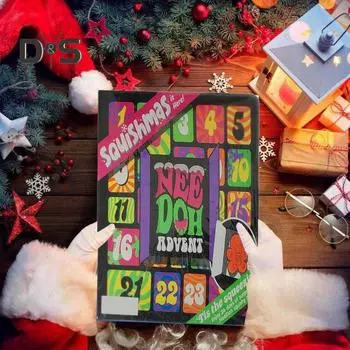 Squeeze Адвент-календарь 2024 24-дневный рождественский календарь обратного отсчета с мини-игрушками Squeeze для снятия стресса, дизайны животных для вечеринок на Хэллоуин A