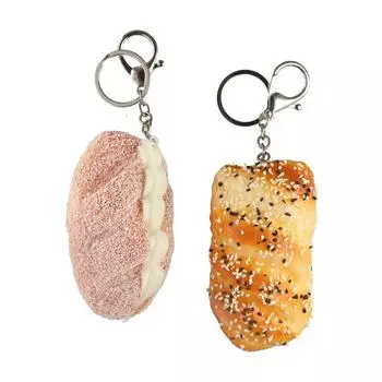 Squeeze Simulated Bread Keychain Butter Bread Model Prank Toy Cute Coconut Bread Keyring Couples Sesame Bread
