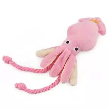Squid Puppy Pet Dog Chew For Lovely Pink Teeth Cleaning Pet Toys Octopus Plush Toys Supplies BB Small Cute Rope Toy Dog Squeak розовый