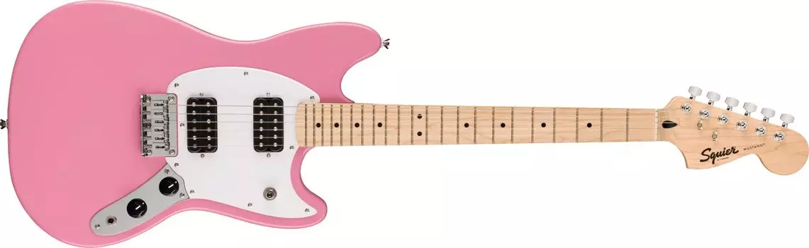 Squier by Fender Электрогитара Squier Squier Sonic™ Mustang HH, кленовая накладка на гриф, белая накладка, ярко-розовый цвет, мягкий футляр