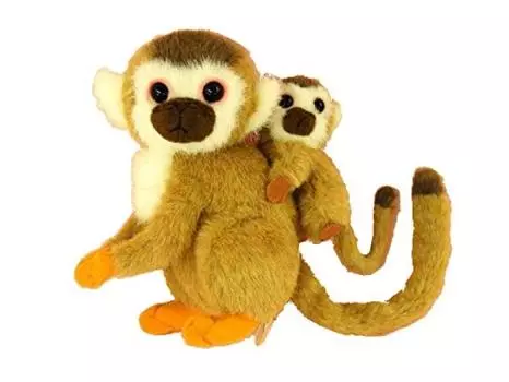 Squirrel monkey parent and child plush 19cm tall toy,