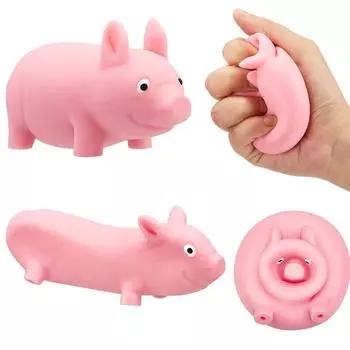 Squishy Pig Stress Squishy Piggie Squeeze Toy Anti-Anxy Забавная игрушка-свинья Игрушка для отскока мяча Непоседа Игрушка для замешивания песка Щепотка для снятия стресса СДВГ СДВГ Полезно розовый