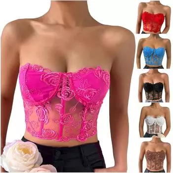 Сращенное трехмерное цветочное стальное кольцо с обернутой грудью, тонкий жилет с рыбьей костью, нижнее белье с вышивкой L чёрный