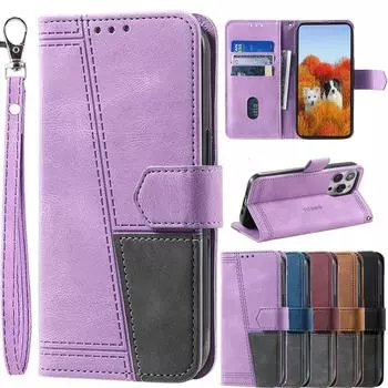 Сращиваемый магнитный кожаный флип-чехол с подставкой и слотами для карт для iPhone 15 14 Plus 13 12 11 Pro Max XS Max 8P/Samsung S23 S22 S21 Ultra Plus A13 A53 A54 iPhone 6/6S чёрный