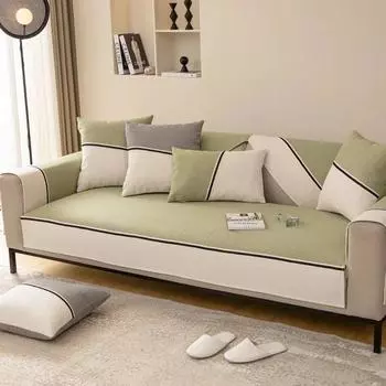 Сращивание Черная линия Диван Подушка Полотенце Синель Нескользящий Детский Секционный чехол для дивана с домашним животным Коврик для сиденья для гостиной Домашний декор 70x70cm 1pcs