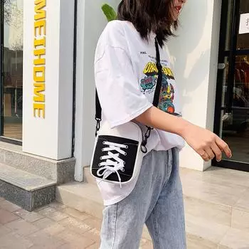 Сращивание Холщовая Сумка Кроссбоди, Женская Сумка, Сумка на Плечо для Нового Студента One Size чёрный