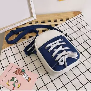 Сращивание Холщовая Сумка Кроссбоди, Женская Сумка, Сумка на Плечо для Нового Студента One Size синий